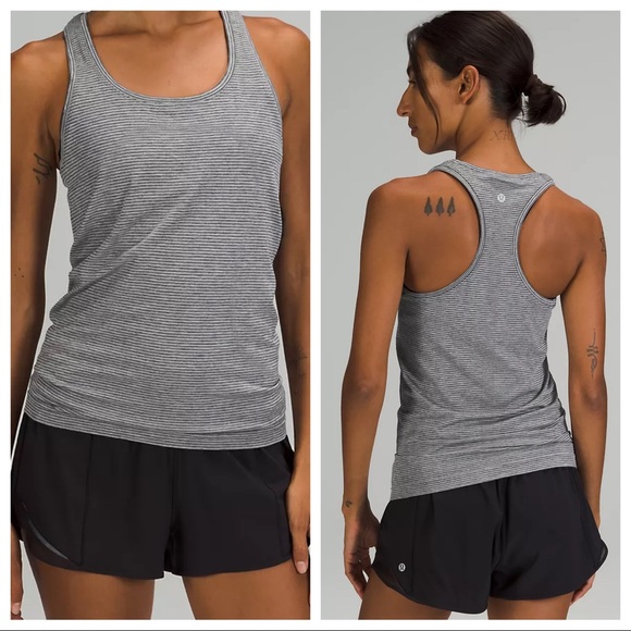 lululemon athletica Tops - Lululemon Swiftly Tech Racerback Tank 2.0 - Tetra Stripe Asphalt Grey/Black